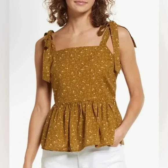 NWT Madewell Rosalie Tie Strap Top In Daisy Stitch Medium - Picture 1 of 12